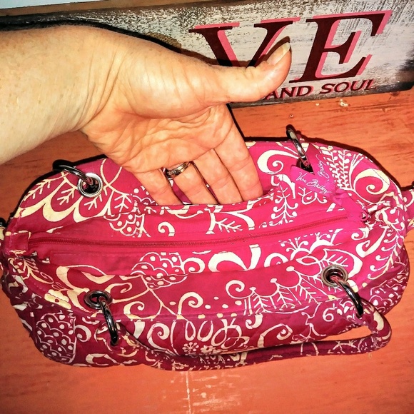 Vera Bradley Pink and White Medium Handbag Purse - Picture 6 of 7
